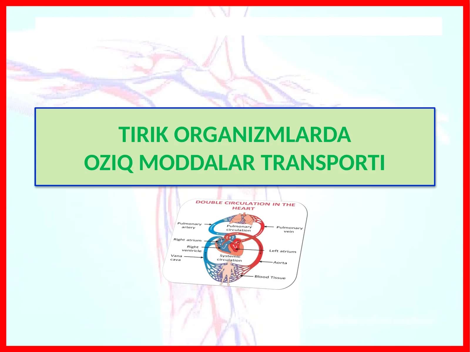 TIRIK ORGANIZMLARDA O'ZIQ MODDALAR TRANSPORTI