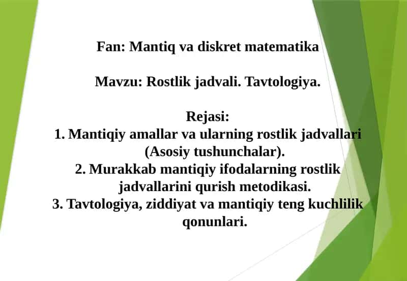 Mantiq va diskretmatematika