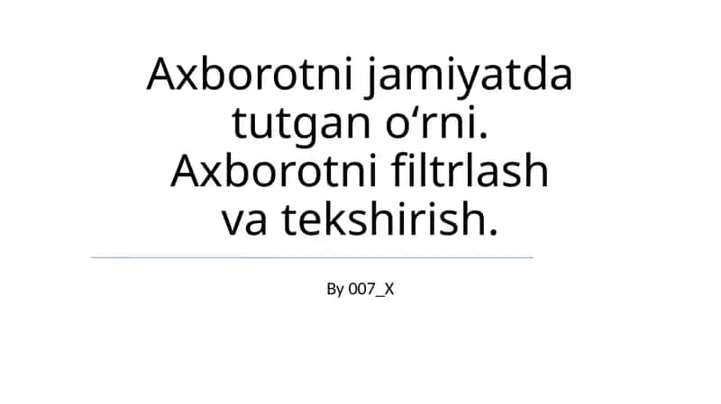 Ma'lumotlar filtrlash va tekshirish