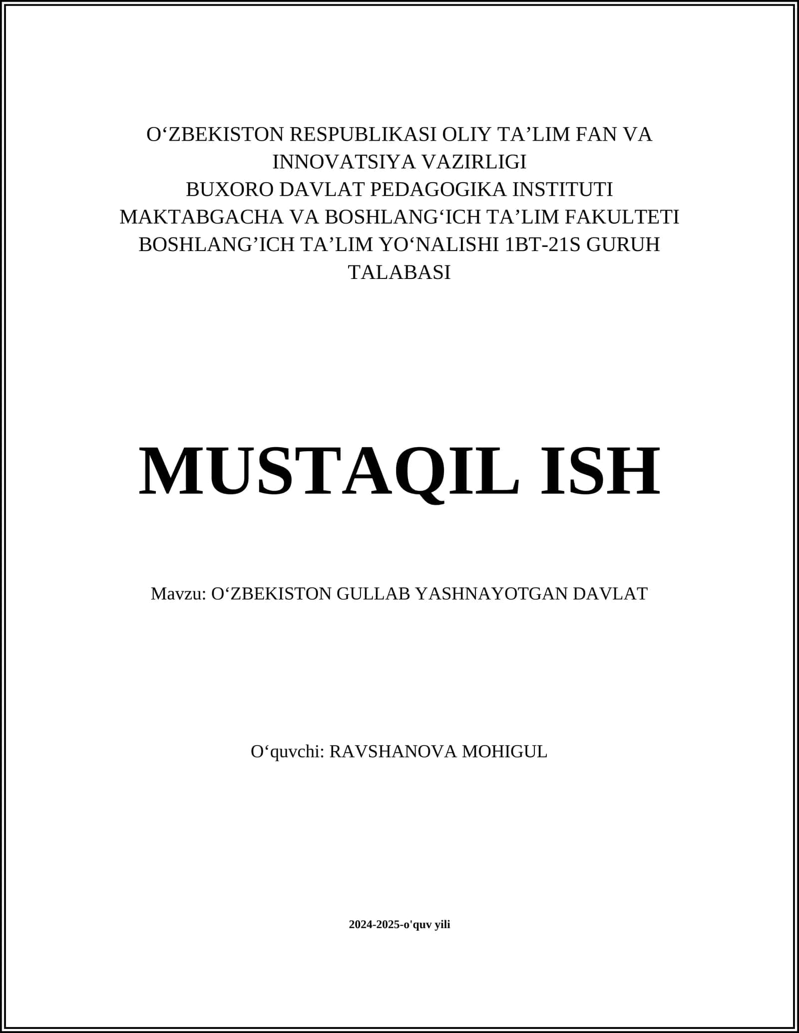 OʻZBEKISTON GULLAB YASHNAYOTGAN DAVLAT