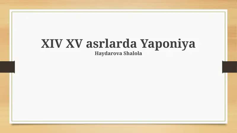 XIV XV asrlarda Yaponiya