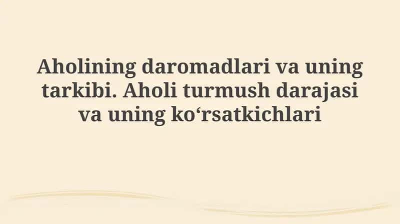 Hayot darajasi va uning koʻrsatkichlari