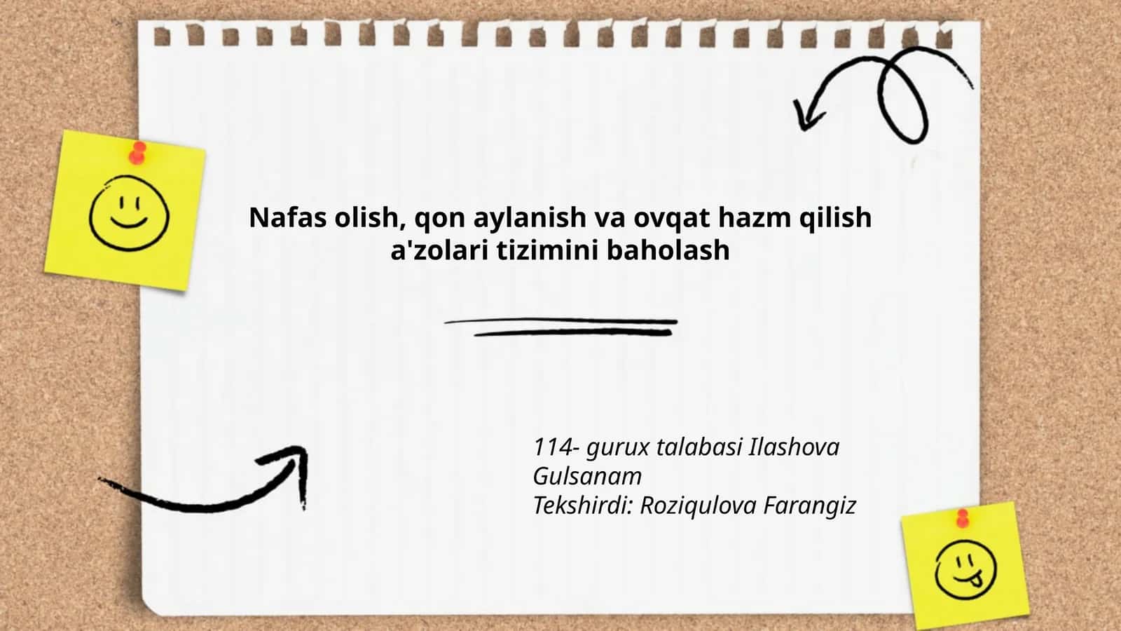 Nafas olish, qon aylanish va ovqat hazm qilish a'zolari tizimini baholash