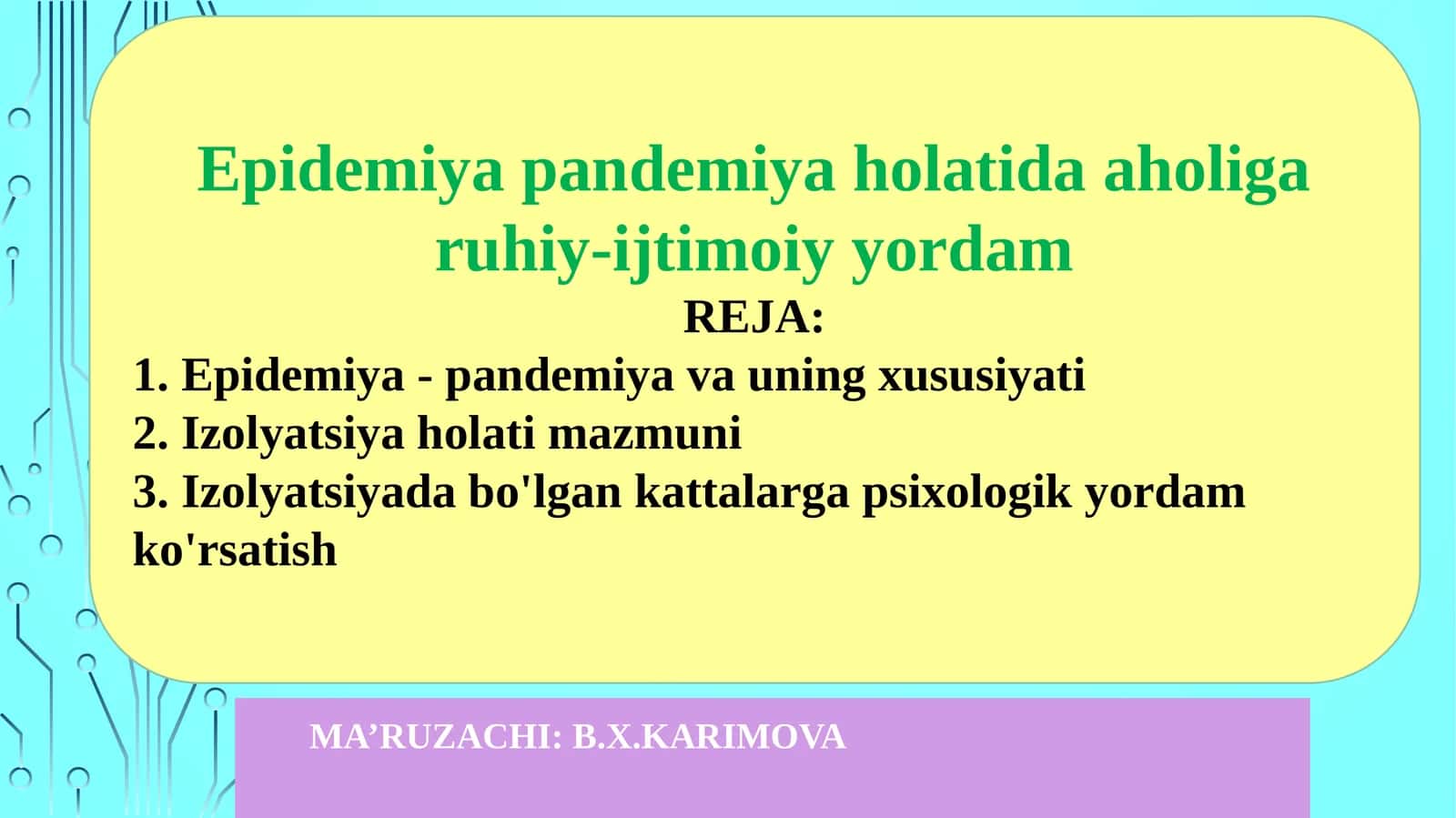 Epidemiyapandemiyaholatidaaholigaruhiy-ijtimoiyyordam