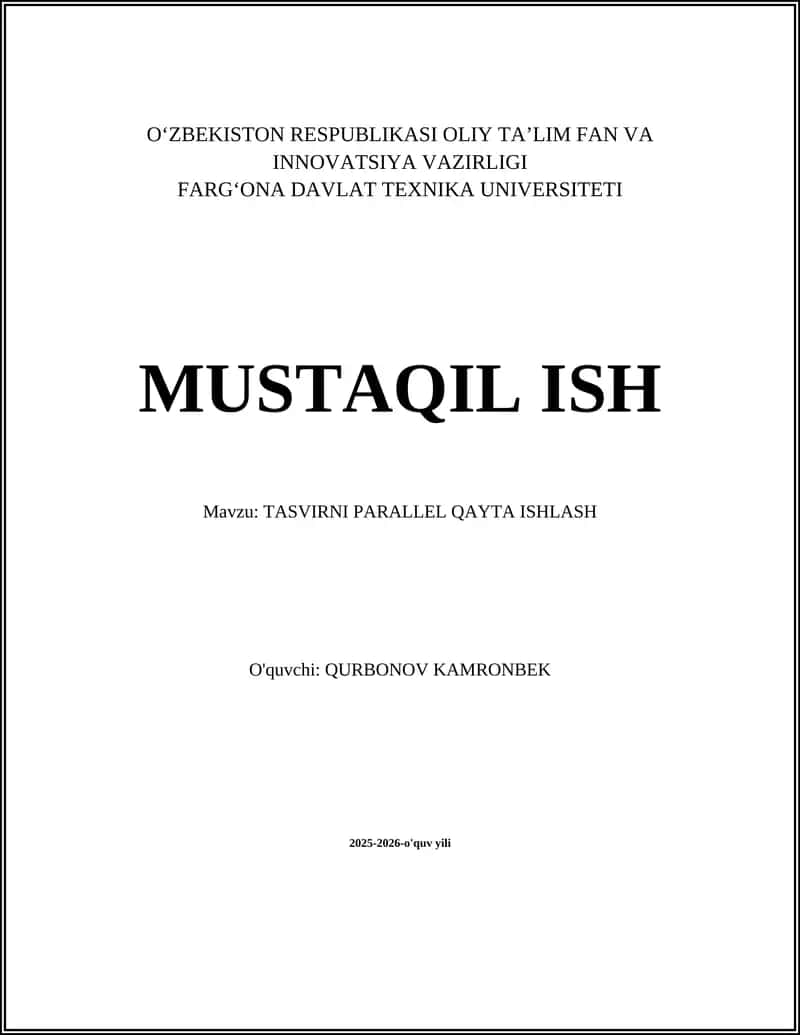 TASVIRNI PARALLEL QAYTA ISHLASH