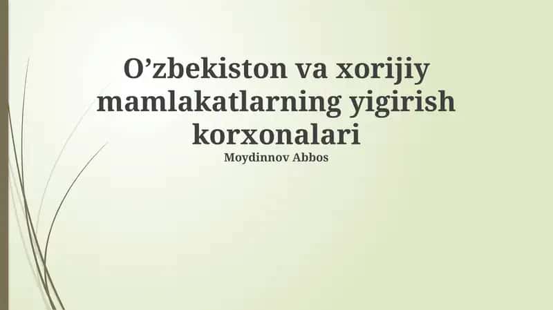 Xorijiy texnologiyalar va ularning O'zbekistondagi qo'llanilishi