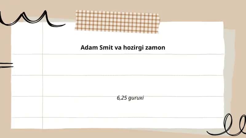 Adam Smit va hozirgi zamon