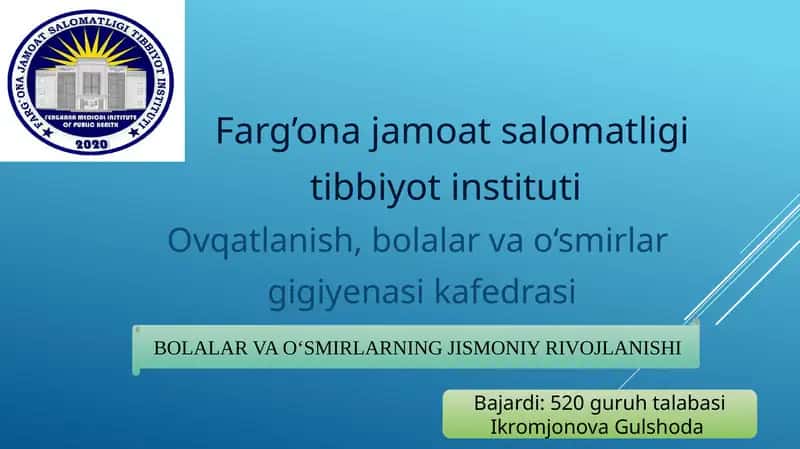 Bolalarda patologik jarayonlarning rivojlanishi