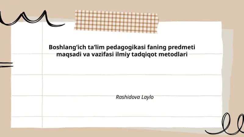 Boshlangʻich taʼlim pedagogikasi faning predmeti