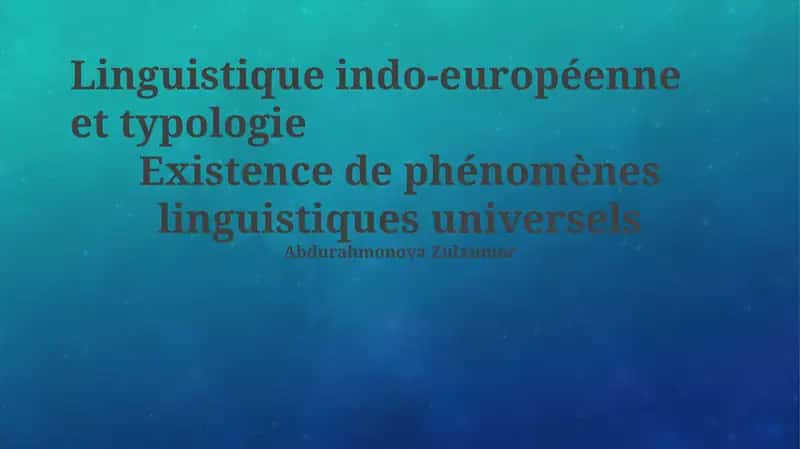 Linguistique indo-européenne et typologie