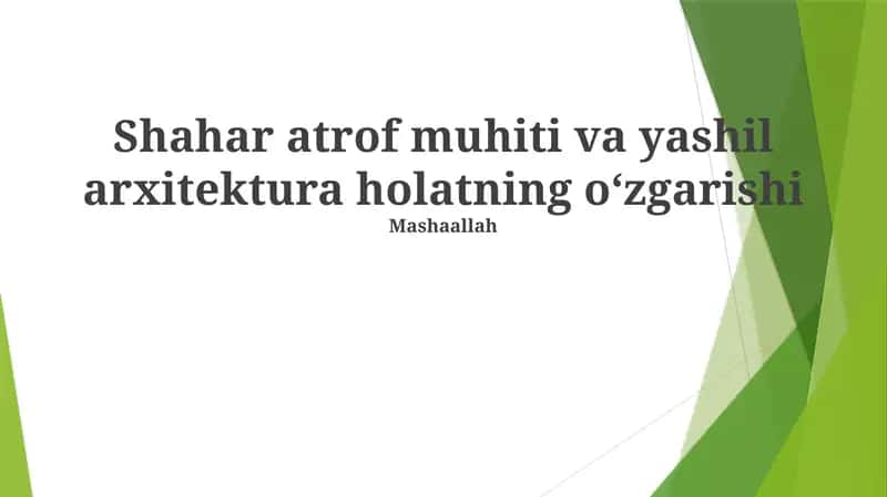 Yashil Bino Prinsiplari va Amaliyoti