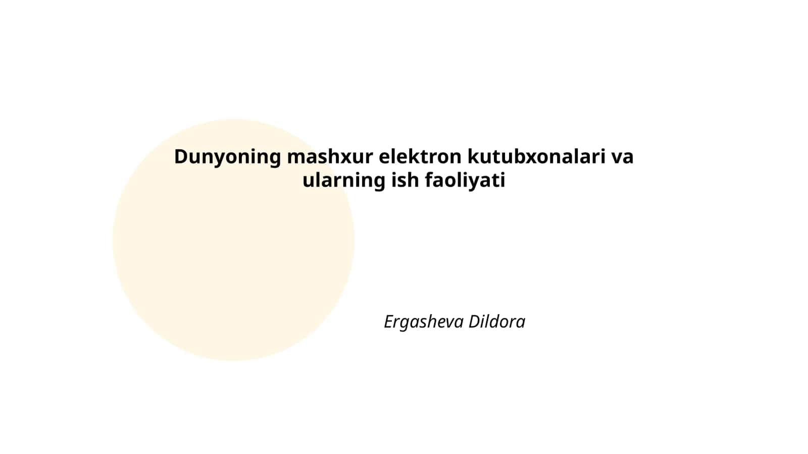Dunyoning mashxur elektron kutubxonalari va ularning ish faoliyati