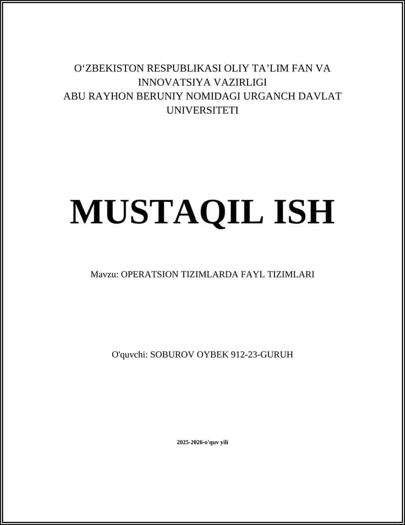 OPERATSION TIZIMLARDA FAYL TIZIMLARI