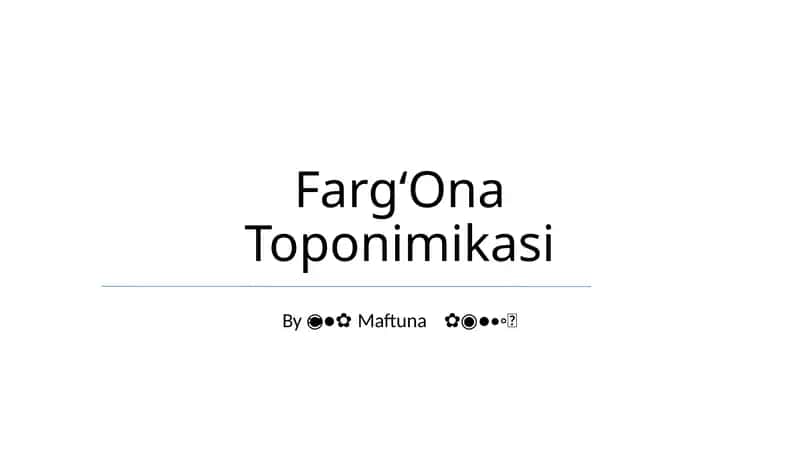 FargʻOna Toponimikasi