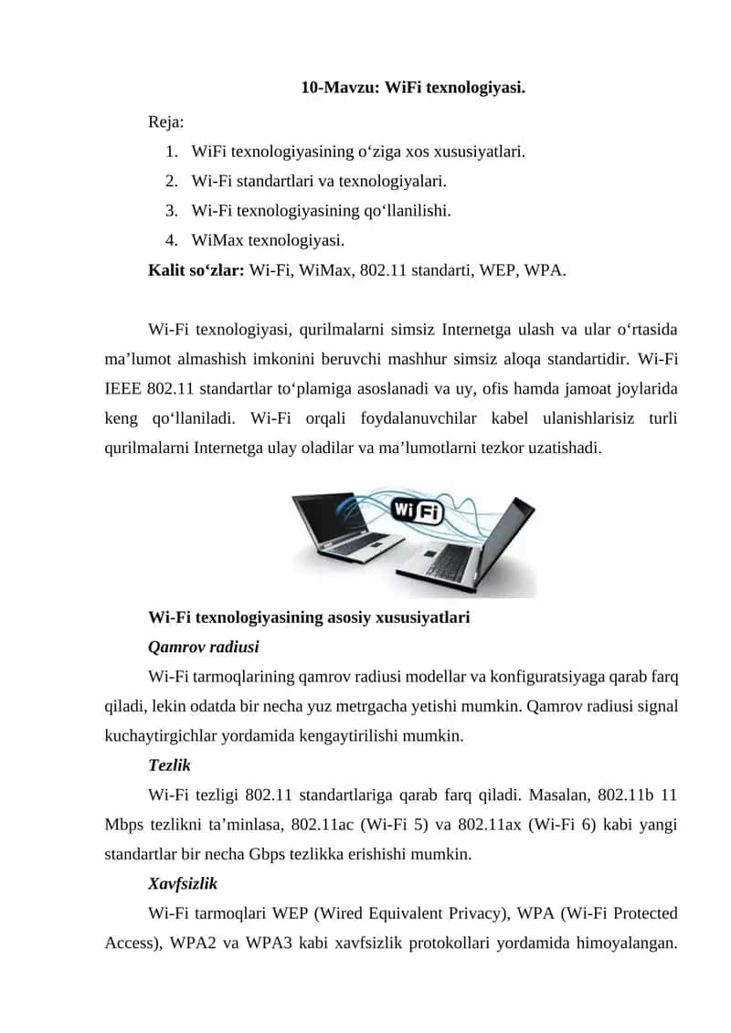 WiFi texnologiyasi