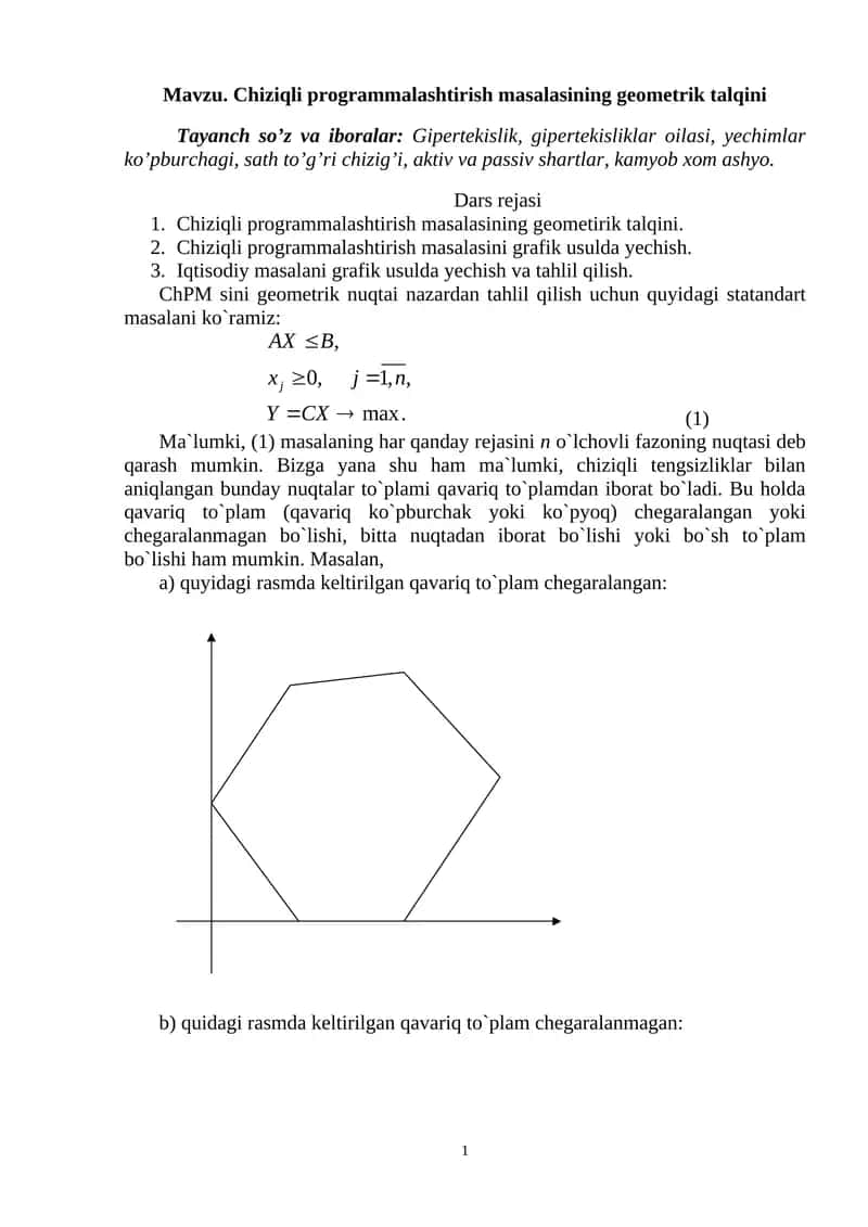 Chiziqli Programmalashtirish