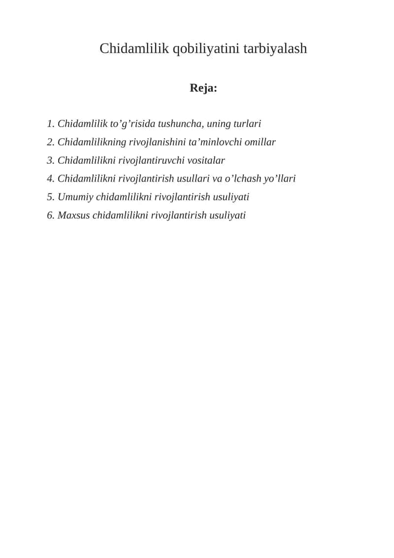 Chidamlilik qobiliyatini tarbiyalash