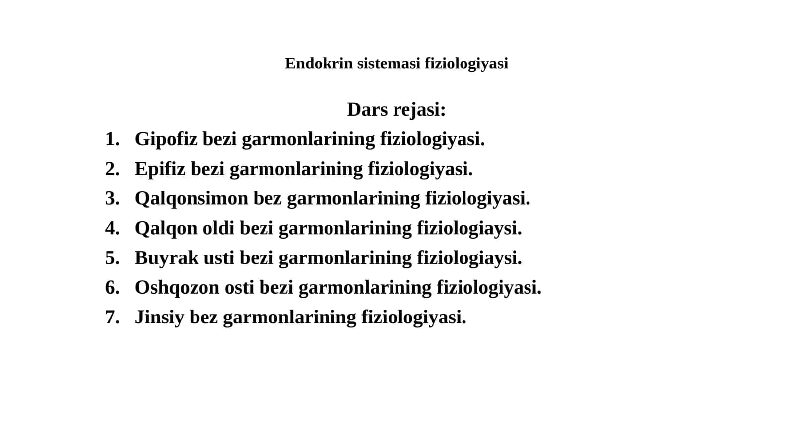 Endokrin sistemasi fiziologiyasi