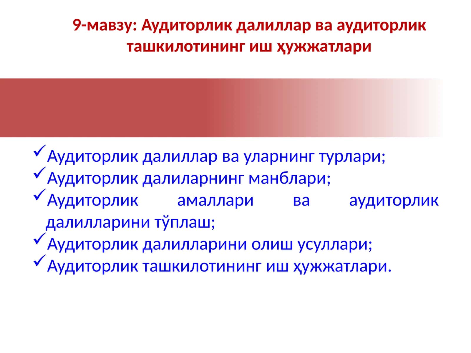 Аудиторлик далиллари