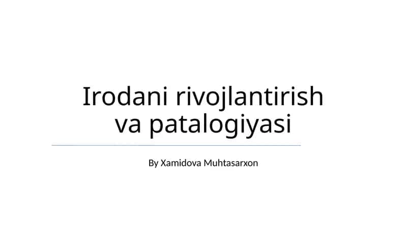 Irodani rivojlantirish va patalogiyasi