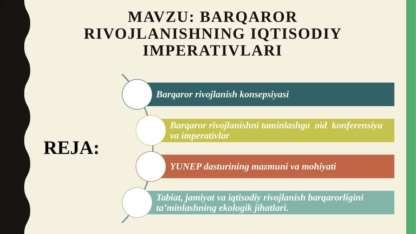 Barqaror rivojlanishning iqtisodiy imperativlari