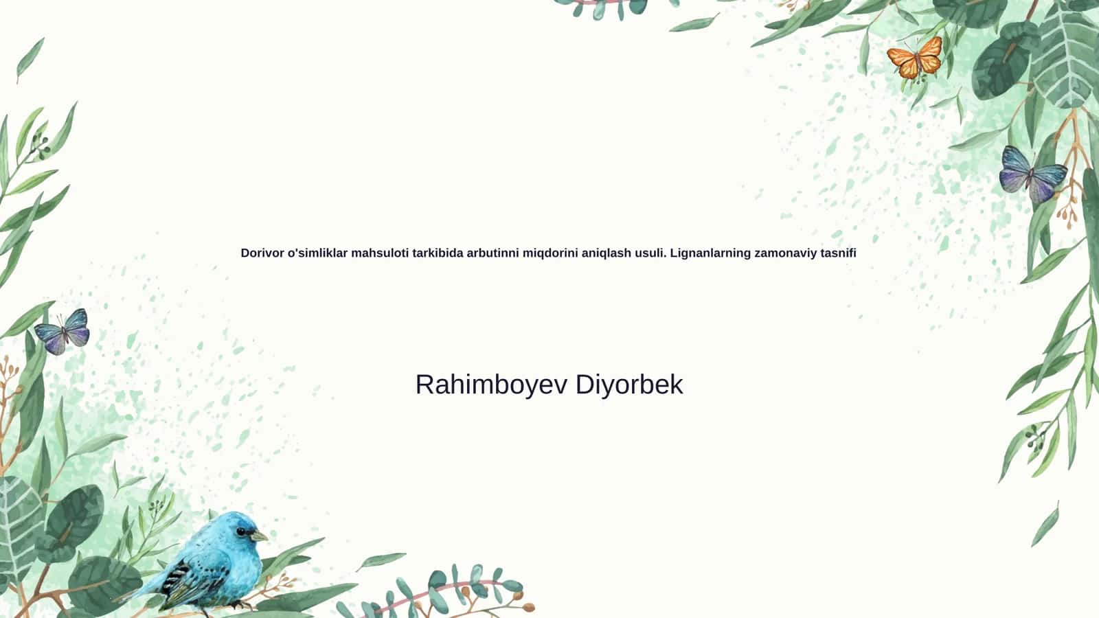 Dorivor o'simliklar mahsuloti tarkibida arbutinni miqdorini aniqlash usuli. Lignanlarning zamonaviy tasnifi