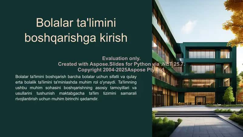 Bolalar ta'limini boshqarishga kirish