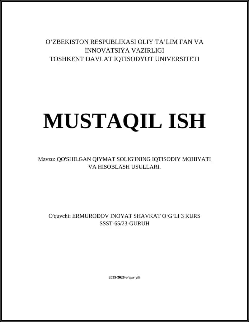 Qo'shilgan Qiyamat Soligi