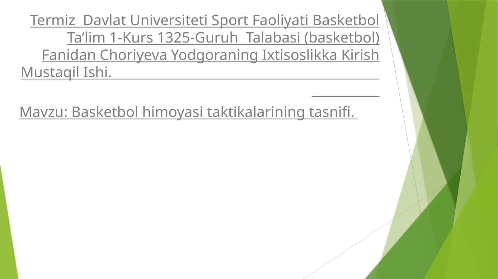 Basketbol himoyasi taktikalarining tasnifi