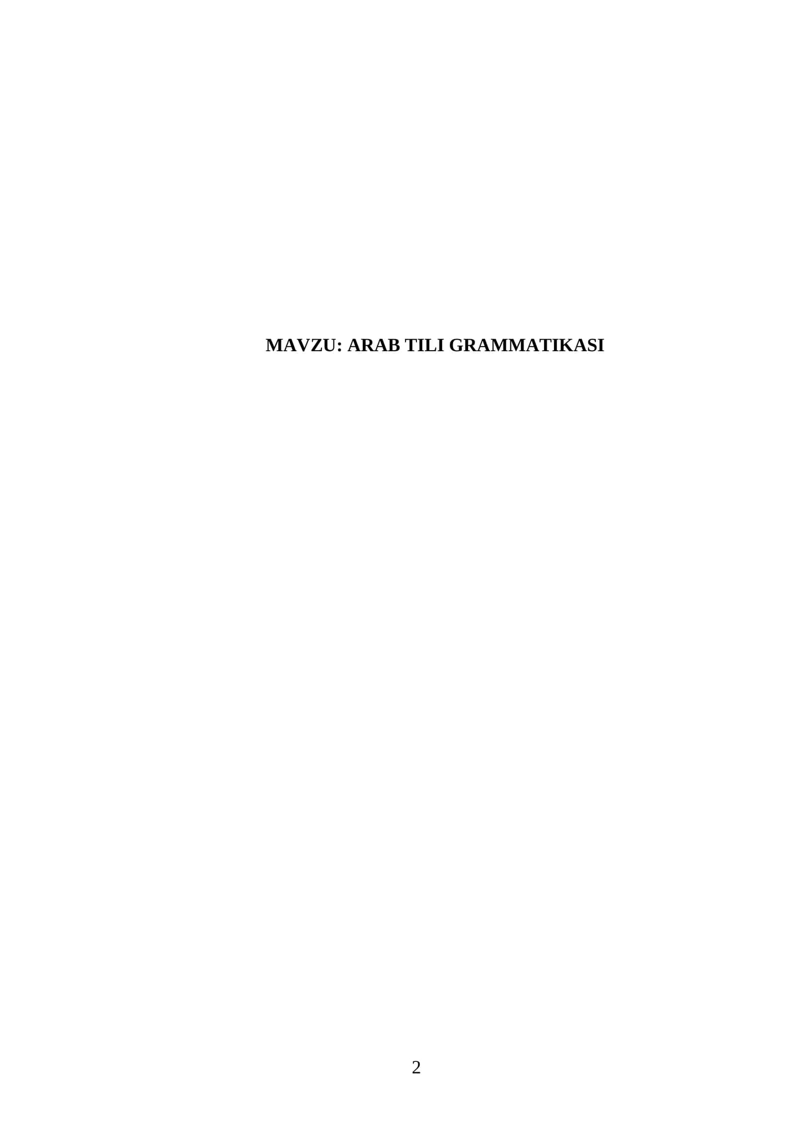 ARAB TILI GRAMMATIKASI
