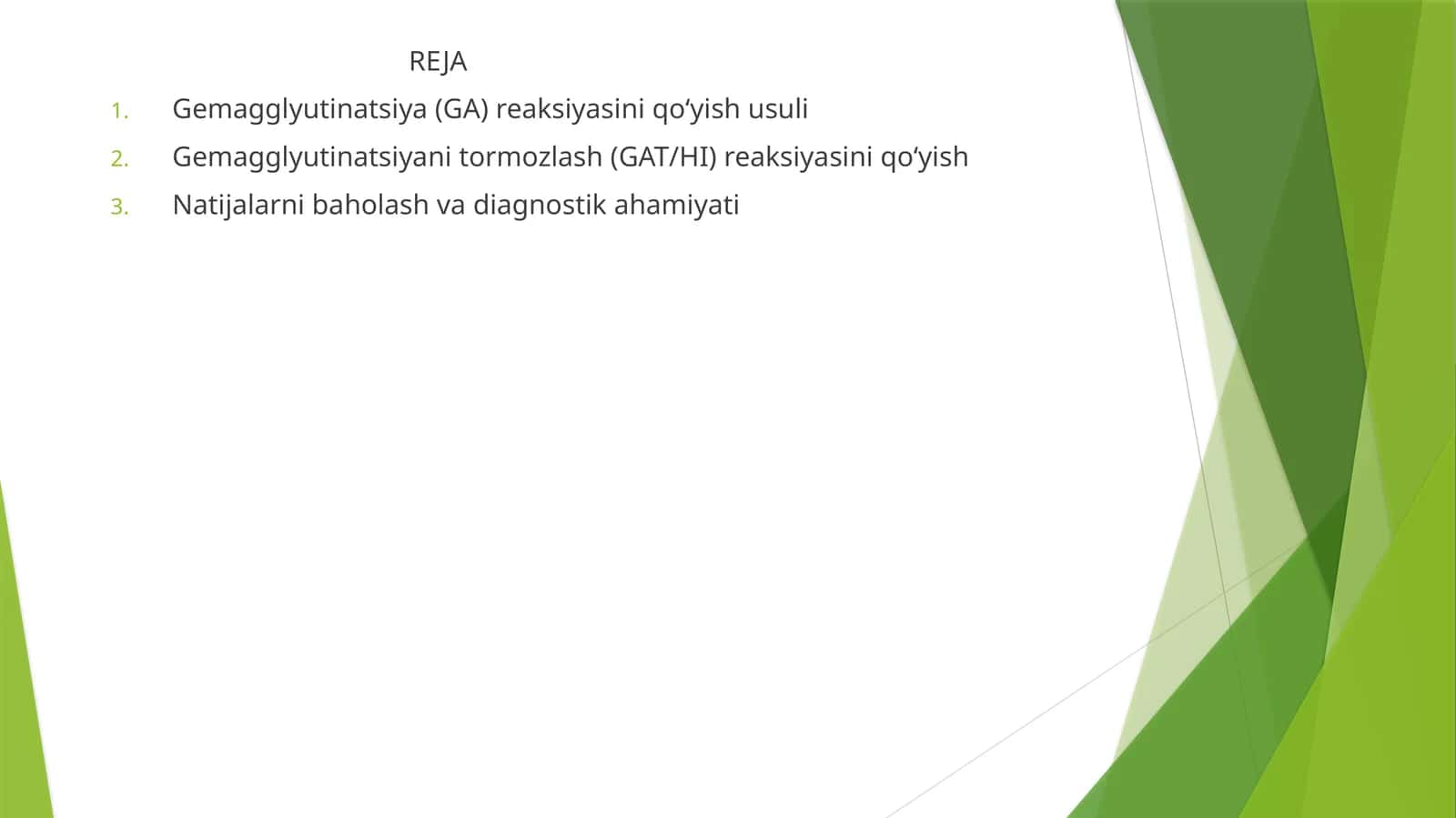 Gripp kasalligida gemagglyutinasiya va gemagglyutinasiyani tormozlash reaksiyalarini qoyish va natij