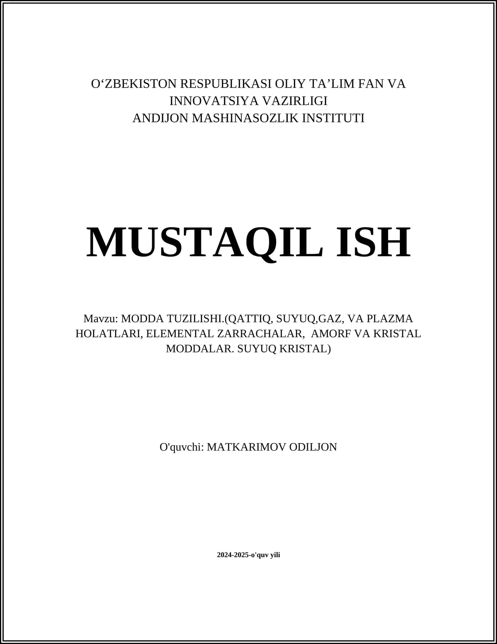 MODDA TUZILISHI
