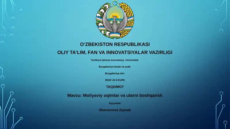 Moliyaviy oqimlar va ularni boshqarish