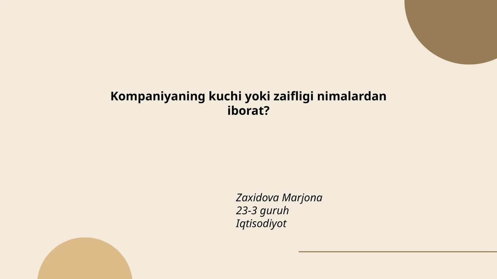 Moliyaviy barqarorlik va naqd oqimi