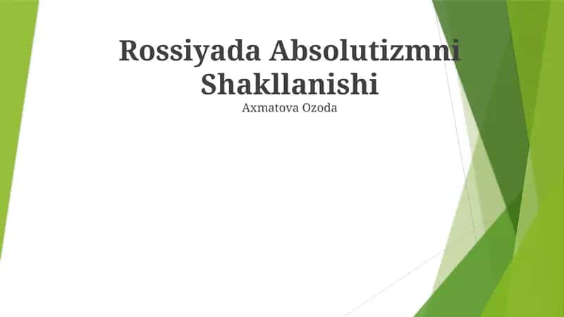 Rossiyada Absolutizmni Shakllanishi