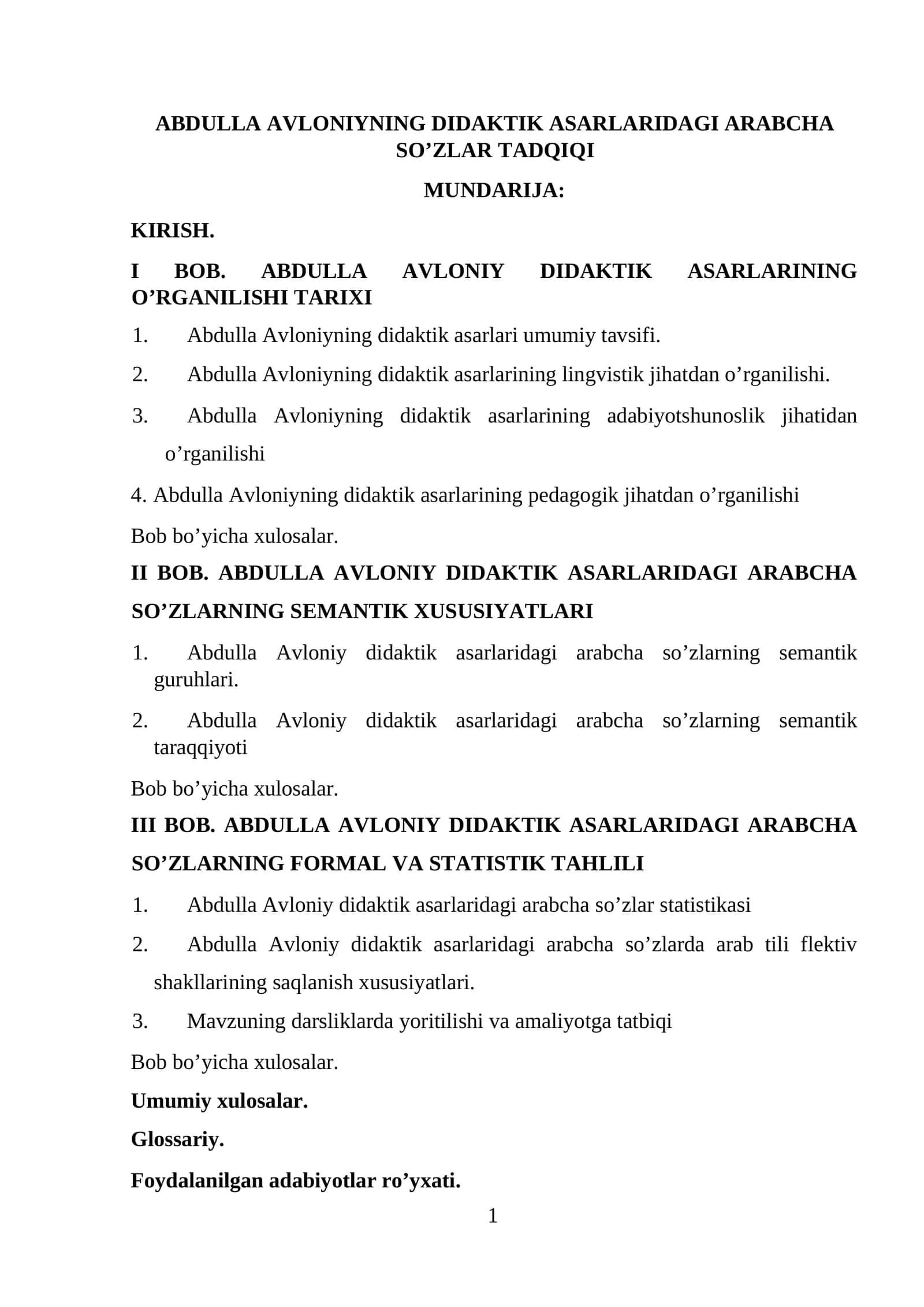 ABDULLA AVLONIYNING DIDAKTIK ASARLARIDAGI ARABCHA SO’ZLAR TADQIQI