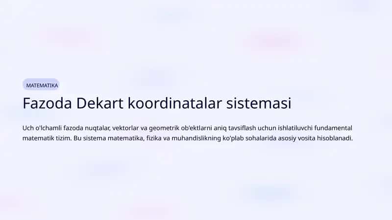 Fazoda Dekart koordinatalar sistemasi