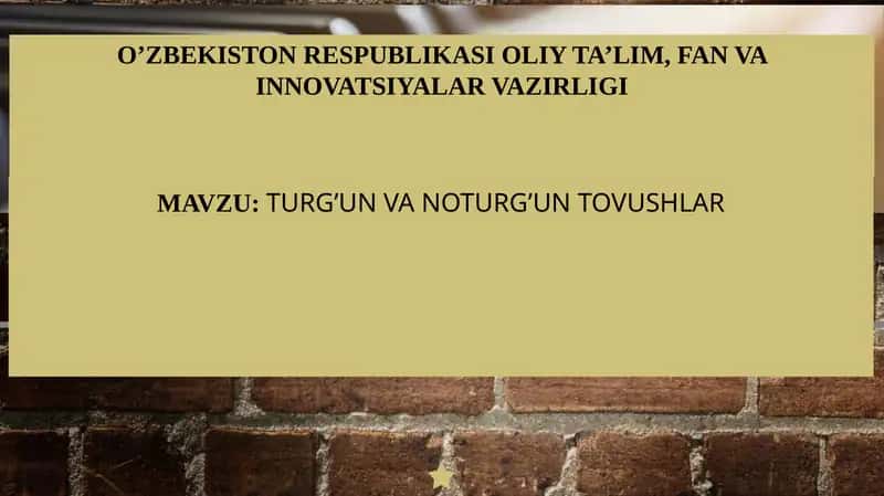 TURG’UN VA NOTURG’UN TOVUSHLAR