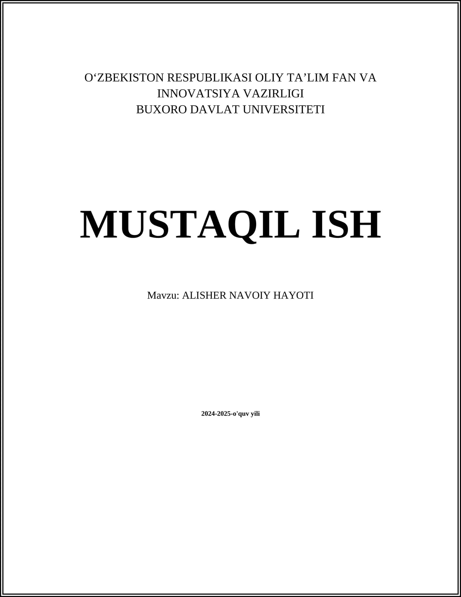 ALISHER NAVOIY HAYOTI
