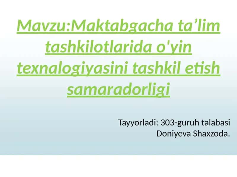 O'yin texnologiyasi ta'limda