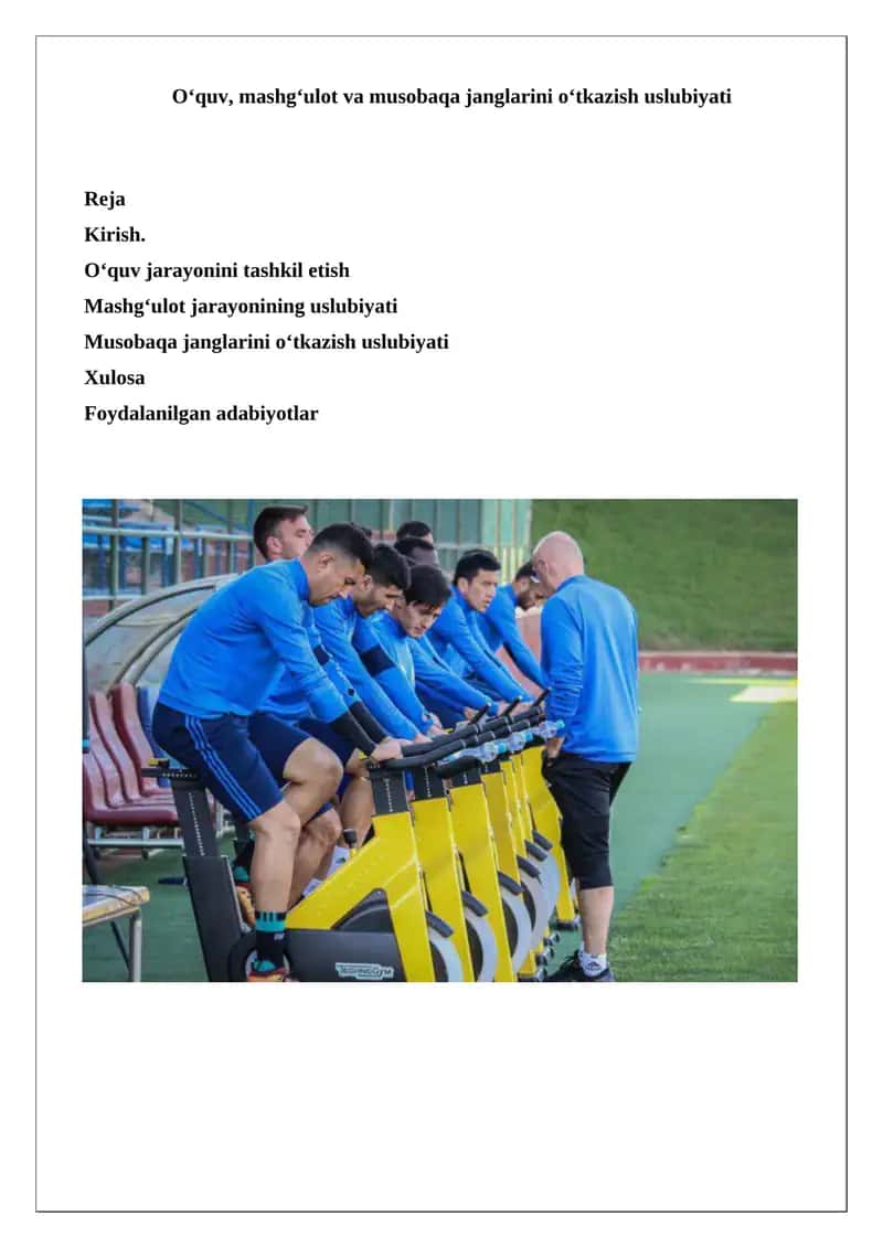 O‘quv, mashg‘ulot va musobaqa janglarini o‘tkazish uslubiyati