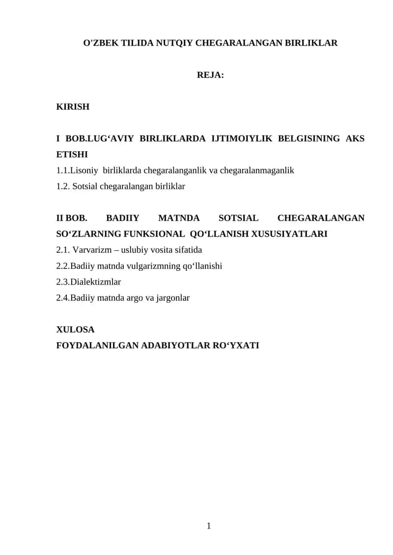 O'ZBEK TILIDA NUTQIY CHEGARALANGAN BIRLIKLAR