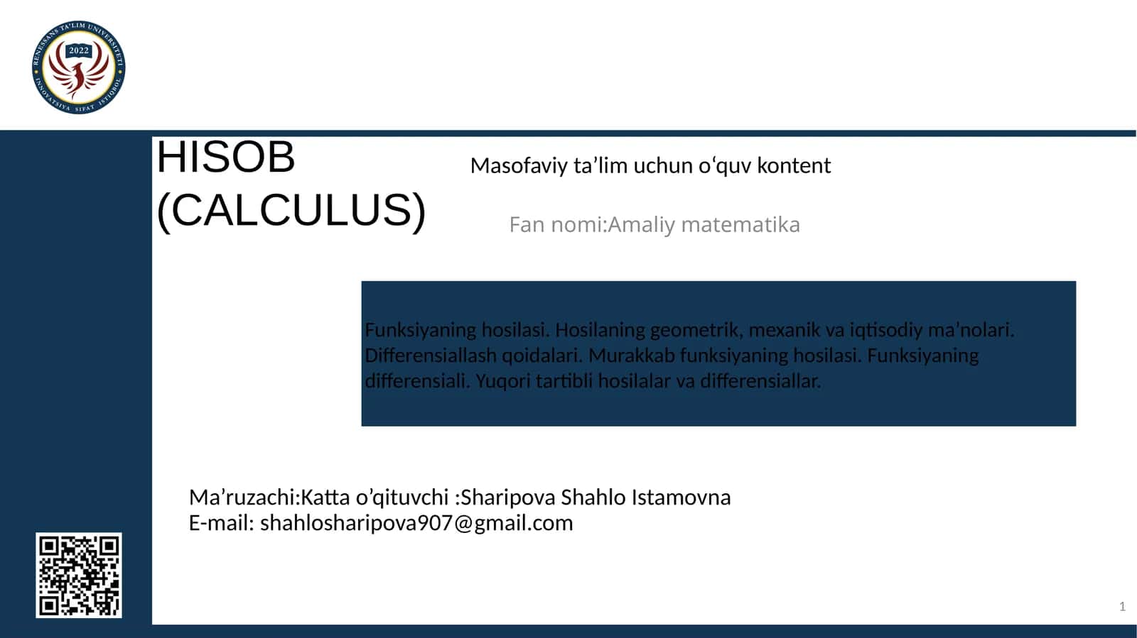 HISOB (CALCULUS)
