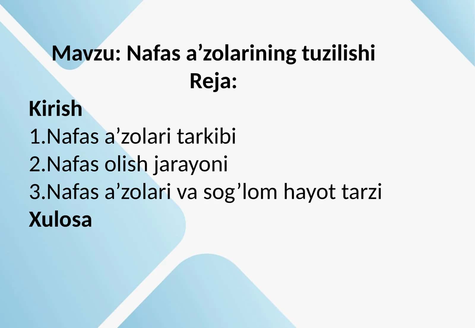 Nafasa’zolarining tuzilishi