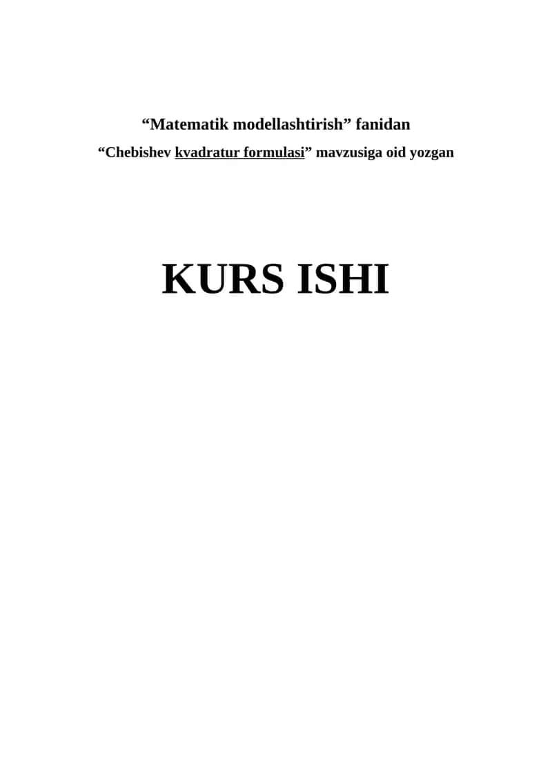 "Chebishev kvadratur formulasi"