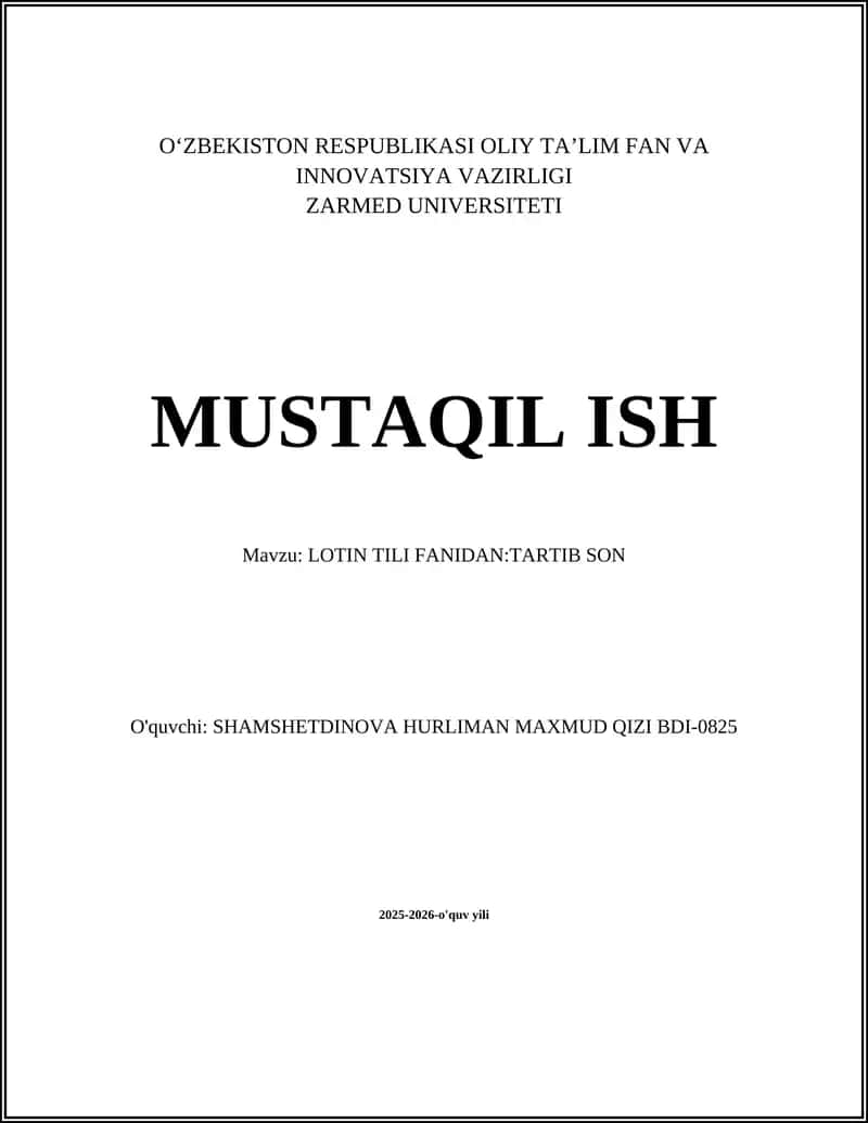 LOTIN TILI FANIDAN:TARTIB SON