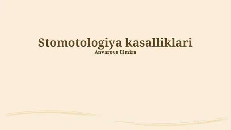 Stomotologiya kasalliklari