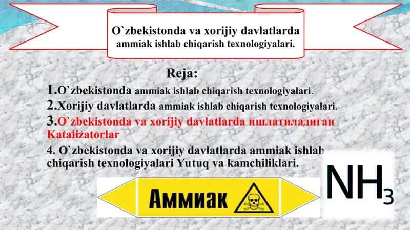 Ammiak ishlab chiqarish texnologiyalari