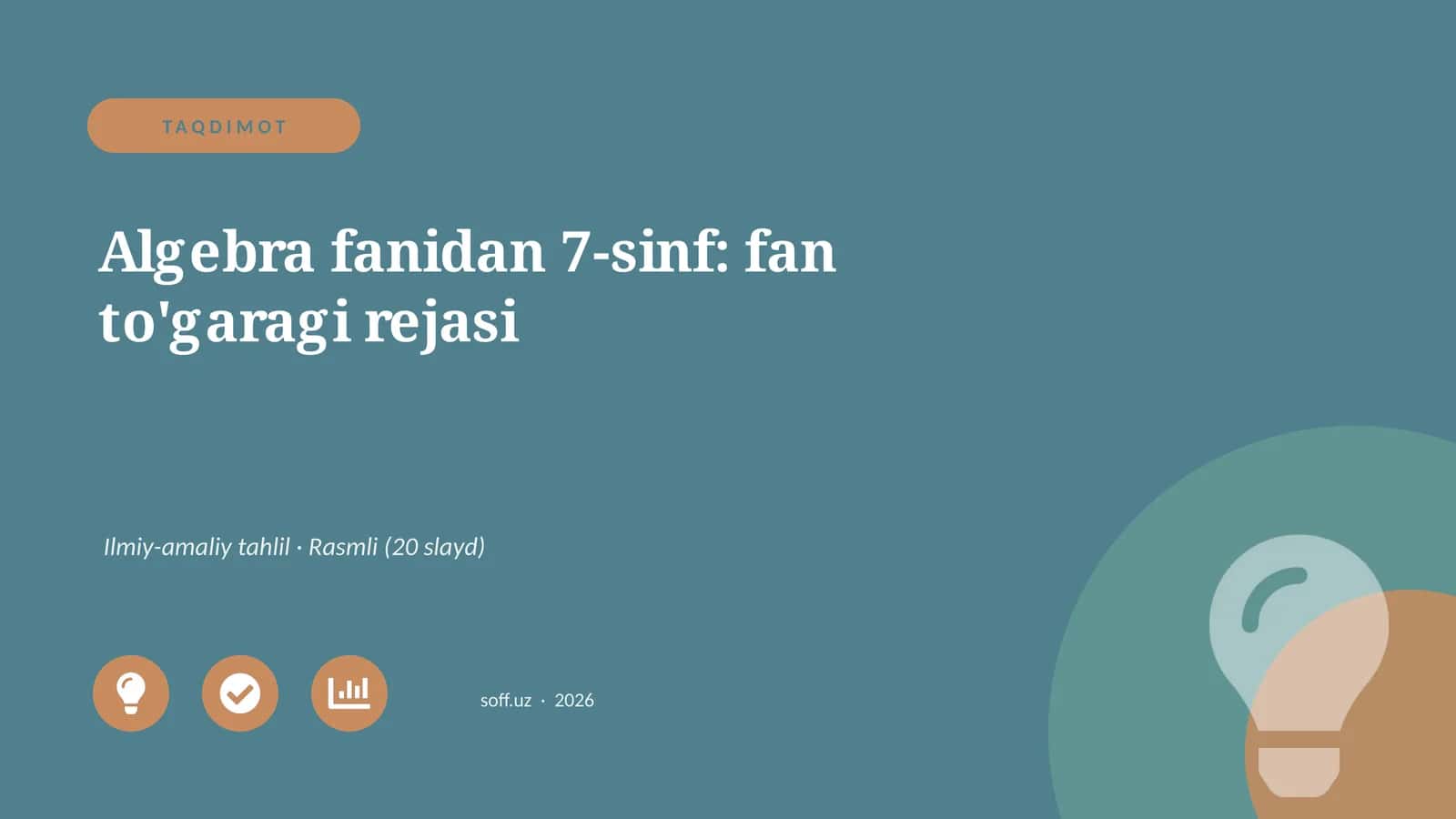 Algebra fanidan 7-sinf: fan to'garagi rejasi