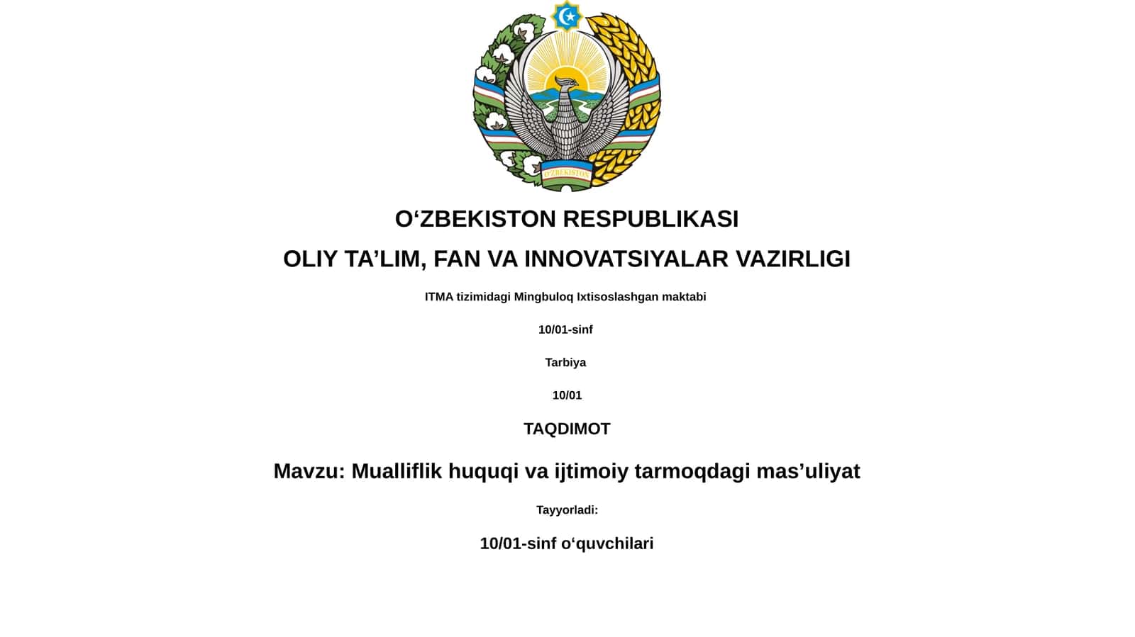 Mualliflik huquqi va ijtimoiy tarmoqdagi mas’uliyat